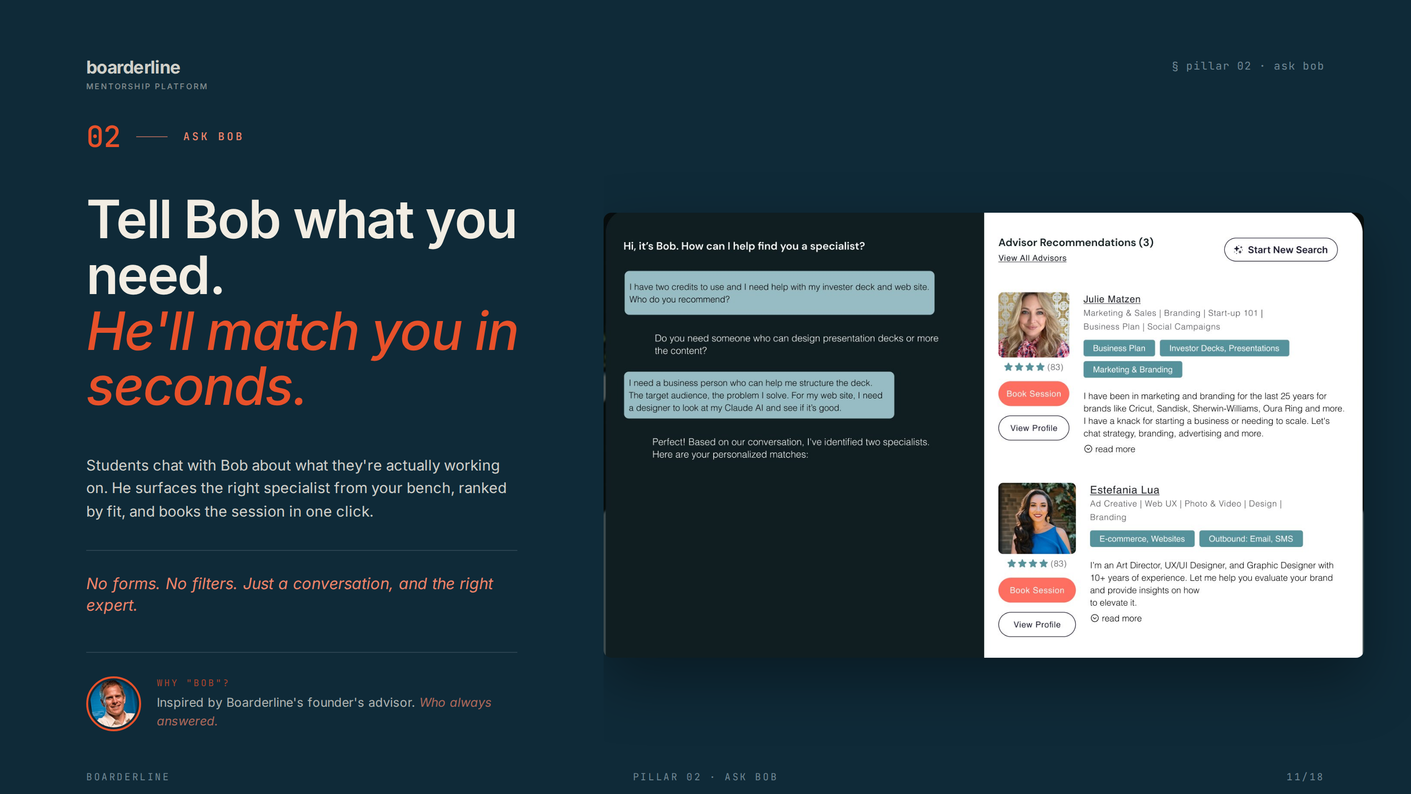Ask Bob match interface