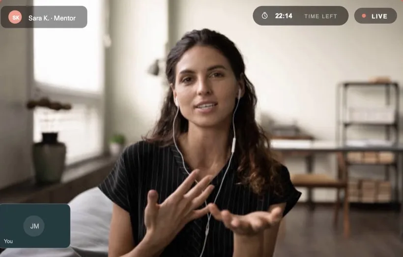 A mentor on a live video call inside Boarderline